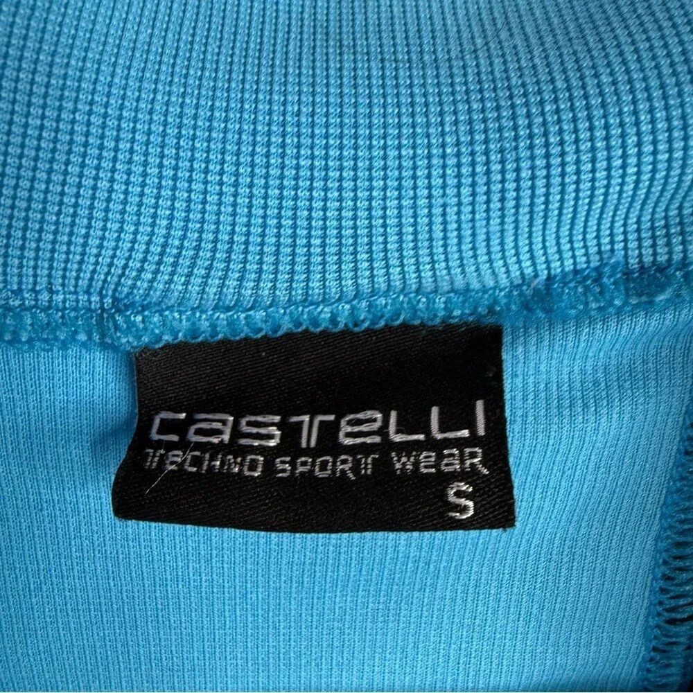 Castelli shirt polo style aqua Blue and black stretchy half zip Cycling Jersey